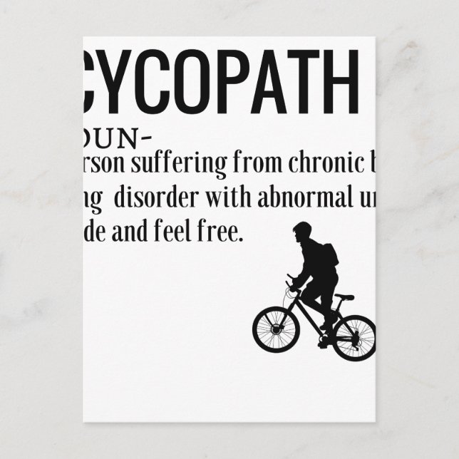 Carte Postale Drôle Cycopath Noun Design Dictionnaire Définition (Devant)