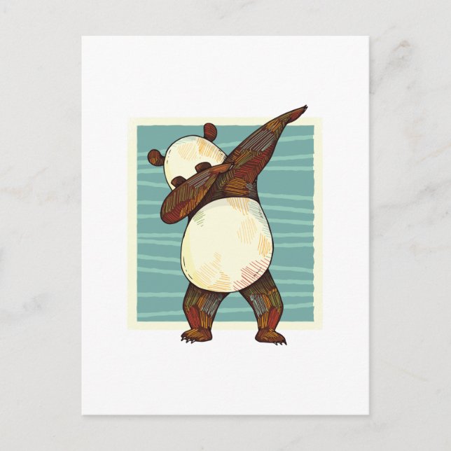 Carte Postale Drôle Dabbing Panda Bear Ado Graphiques Cartoon Ki (Devant)