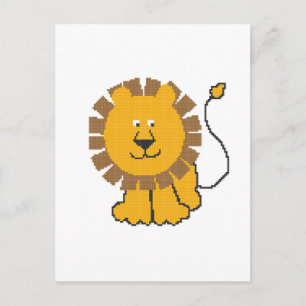 Carte Postale Drôle dessin animé de point de croix Lion