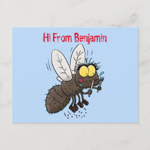 Carte Postale Drôle dessin animé d'insecte de la mouche à cheval