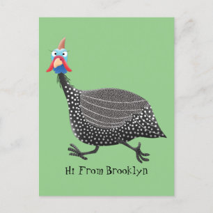 Carte Postale Drôle dessin animé d'oiseau de Guineafowl