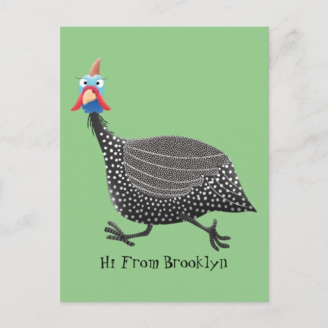 Carte Postale Drôle dessin animé d'oiseau de Guineafowl (Devant)