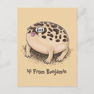 Carte Postale Drôle dessin de grenouille à pluie dans le désert