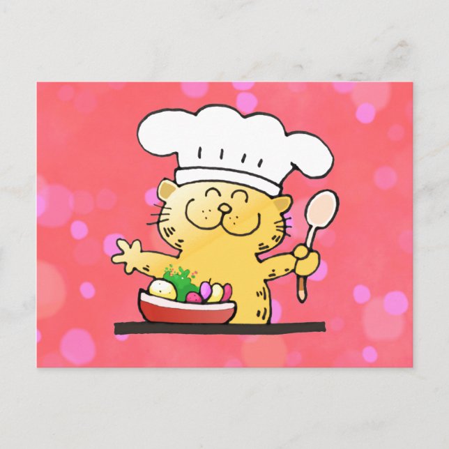 Carte Postale Drôle dessin | Funny Kitty Chef (Devant)