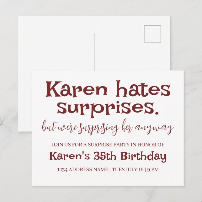 Carte Postale Drôle déteste les détails supplémentaires de la fê (Devant / Derrière)