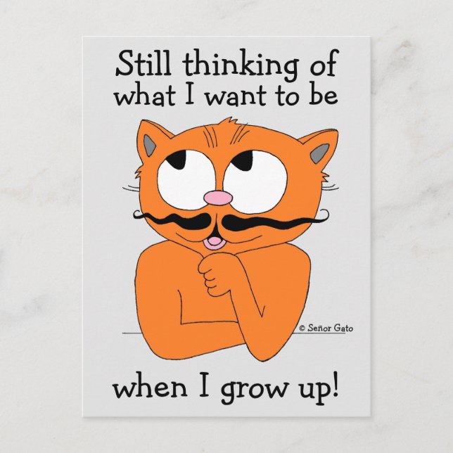 Carte Postale Drôle Dire Cartoon Mustache Chat (Devant)