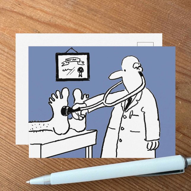 Carte Postale Drôle docteur en dessin utilisant la stéthoscope s (Créateur téléchargé)