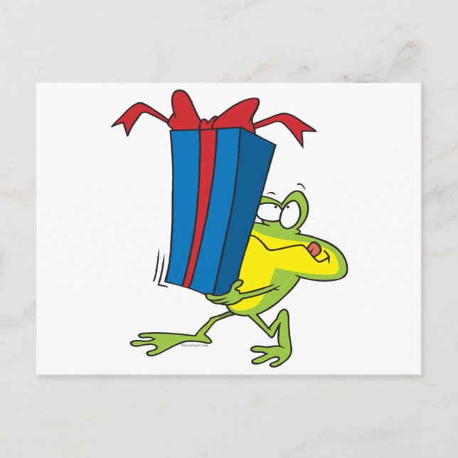 Carte Postale drôle donner présent dessin animé animal grenouill (Devant)