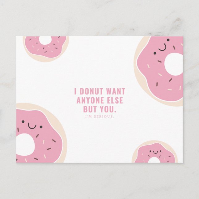 Carte Postale Drôle Donut Rose et Blanc (Devant)