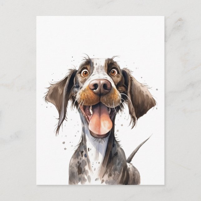 Carte Postale Drôle Drôle Cartoon Allemand Pointer Chien (Devant)