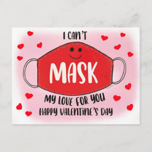 Carte Postale Drôle en classe Valentines Masque Distances socia
