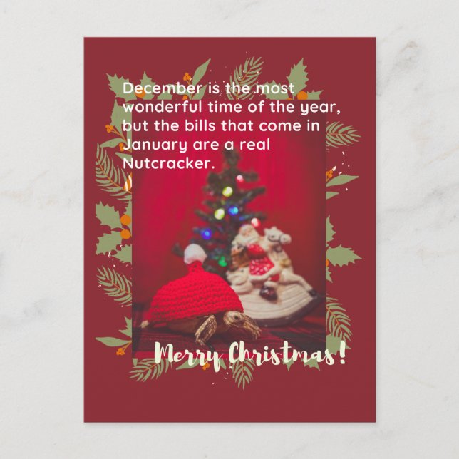 Carte Postale Drôle et mignon Joyeux Noël bébé Tortue Sulcata (Devant)