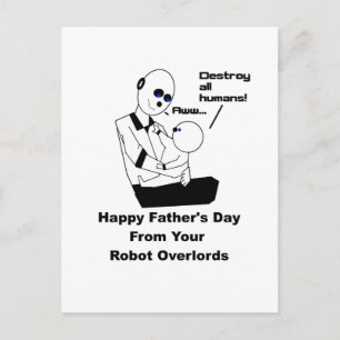 Carte Postale Drôle Fête des pères Robot Science Joke Cartoon