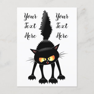 Carte Postale Drôle Fierce Black Cat Cartoon