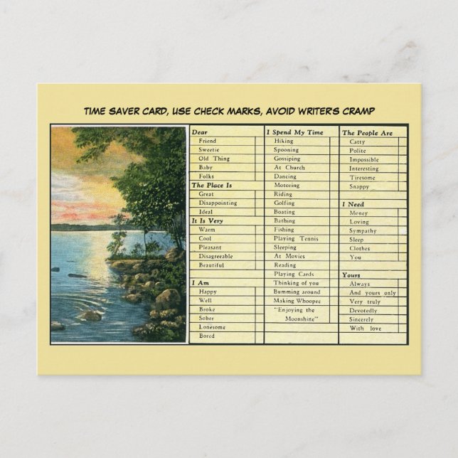 Carte Postale Drôle gain de temps, pour les gens paresseux (Devant)