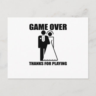 Carte Postale Drôle, "Game Over" design Mariage
