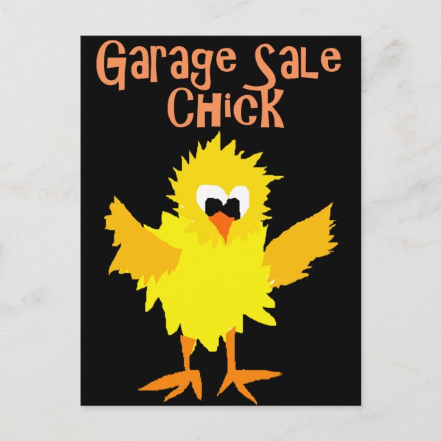 Carte Postale Drôle Garage Vente Chick Cartoon (Devant)