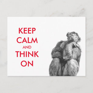 Carte Postale Drôle Gardez le calme et pensez au chimpanzé