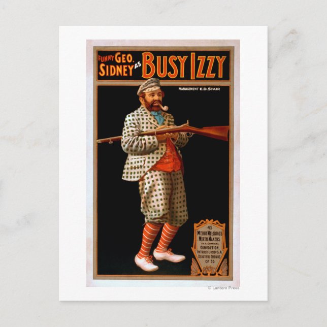 Carte Postale Drôle Geo. Sidney comme Occupé Izzy Theatre Poster (Devant)