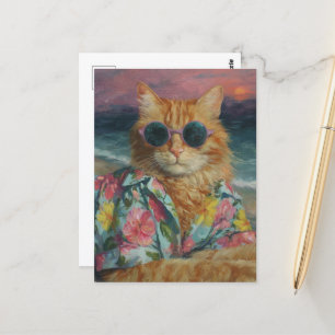 Carte Postale Drôle Ginger Kitty dans les lunettes de soleil