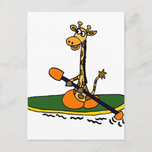 Carte Postale Drôle Giraffe à Kayak