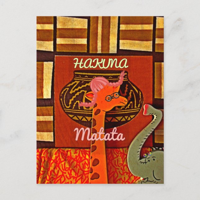 Carte Postale Drôle Giraffe avec texte cool Hakuna Matata (Devant)