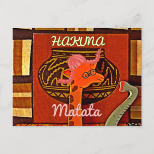 Carte Postale Drôle Giraffe avec texte cool Hakuna Matata Design