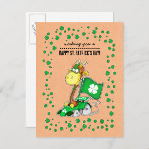 Carte Postale Drôle Giraffe Kraft Papier St. Patrick's Day