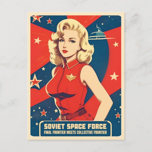 Carte Postale Drôle Guerre froide URSS Humour de course spatiale (Devant)
