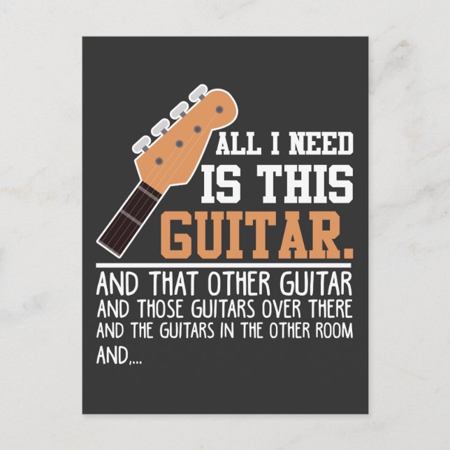 Carte Postale Drôle Guitare Lecteur Guitariste J'ai besoin de to (Devant)