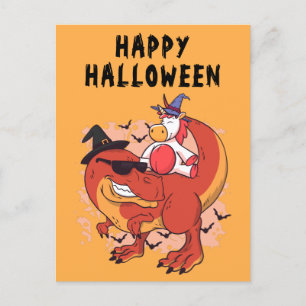 Carte Postale Drôle Halloween Dinosaur Cute Unicorn