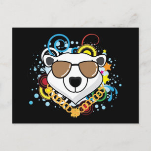 Carte Postale Drôle Hip-Hop Polar Photo Ours