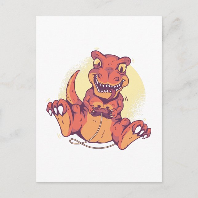 Carte Postale Drôle Jeu Dinosaur T-Rex Gamer Cool Enfants Adulte (Devant)