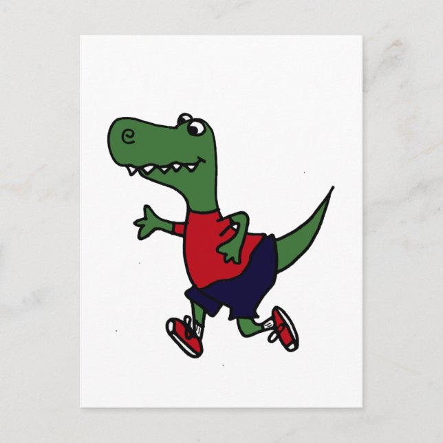 Carte Postale Drôle Jogging Trex Dinosaur (Devant)