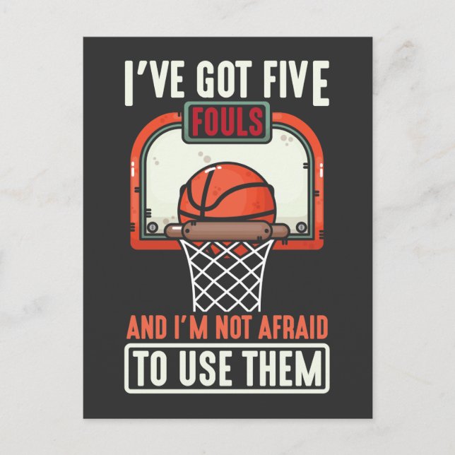 Carte Postale Drôle Joueur de basket 5 fautes n'ont pas peur d'u (Devant)