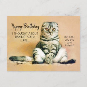 Carte Postale Drôle Lazy Chat Joyeux Anniversaire
