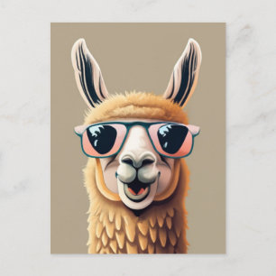Carte Postale Drôle Llama Alpaca mignonne Animaux lunettes