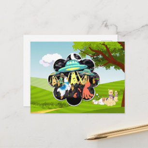 Carte Postale Drôle Llama vs Evil Squid bataille de l'espace épi