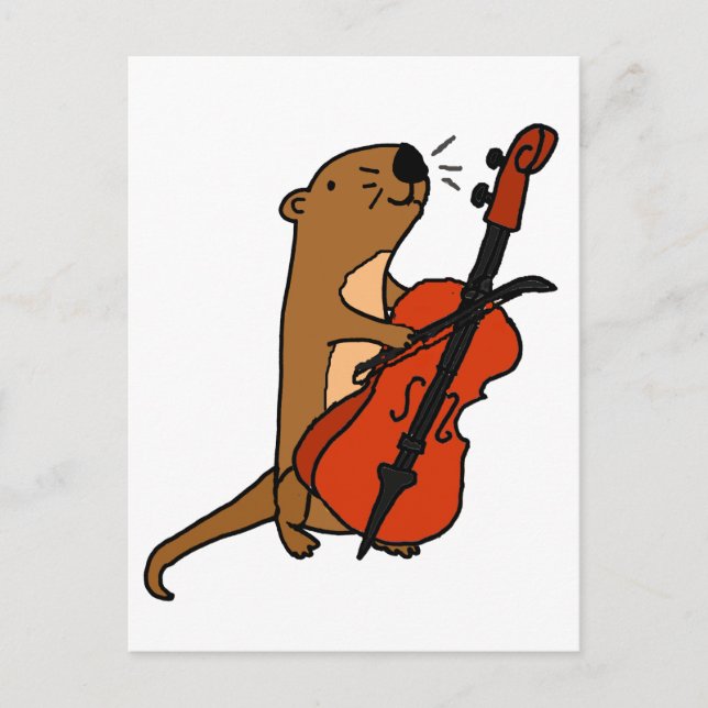 Carte Postale Drôle Loup de mer Jouer Cello Cartoon (Devant)