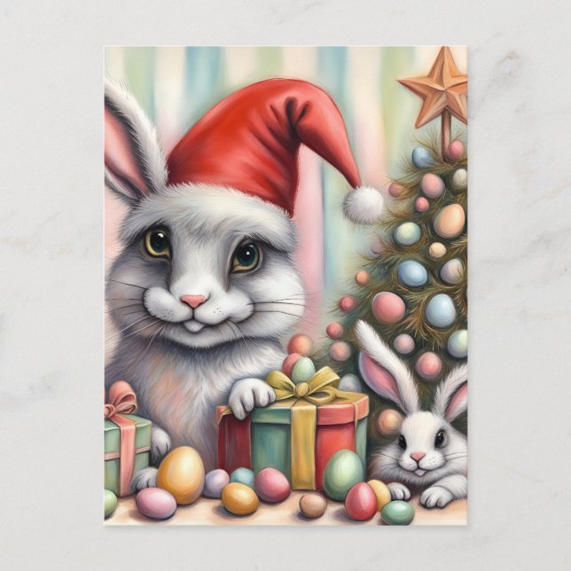 Carte Postale Drôle Mauvais ajustement lapins de Noël de Pâques (Devant)