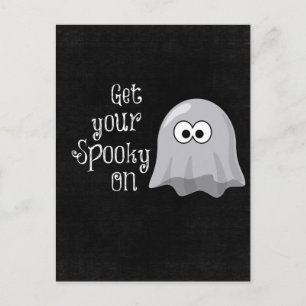 Carte Postale Drôle, mignon Fantôme d'Halloween ; allumez votre