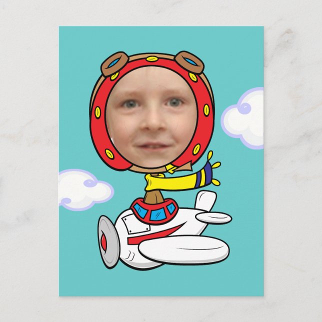 Carte Postale Drôle Modèle de visage photo pilote (Devant)