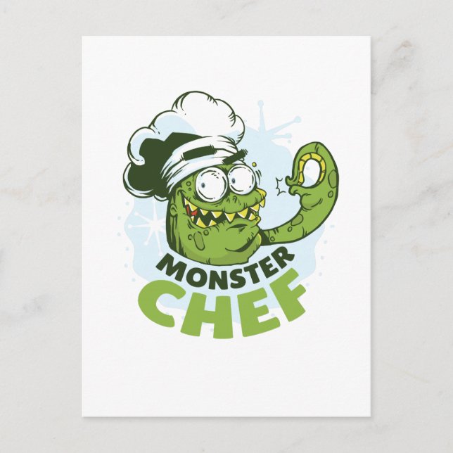 Carte Postale Drôle Monster Chef Kraken Octpous Monster Custom (Devant)