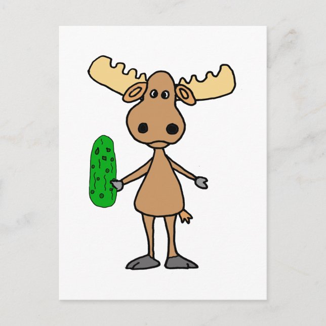 Carte Postale Drôle Moose mangeant Pickle Cartoon (Devant)