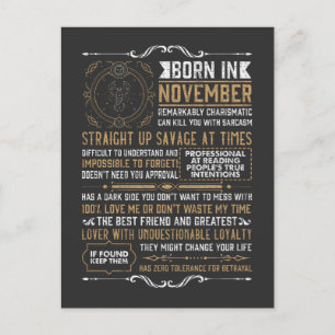 Carte Postale Drôle Né En Novembre Anniversaire Scorpion Zodiaqu