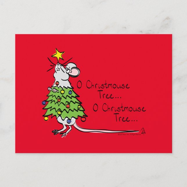 Carte Postale Drôle Noël mignon Souris Arbre Cartoon (Devant)