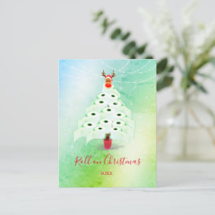 Carte Postale Drôle Noël Toilettes Roll Tree Green