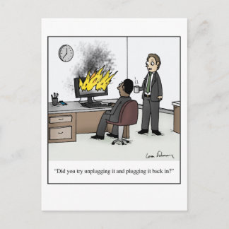 Carte Postale Drôle ordinateur et la technologie Office Cartoon