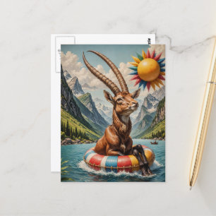 Carte Postale Drôle Oryx sur un voyage en flottant