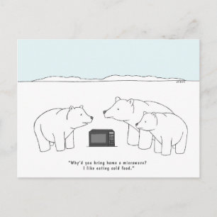 Carte Postale Drôle Ours Polaire Photo Dessin Caricature Cube Pl